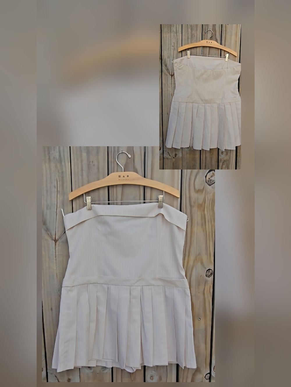 Zara Strapless Pleated Mini Dress in Cream, Interior Short - Picture 7 of 7